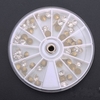60Pcs 3D White Pointed Bottom Crystal Nail Art Decoration Round Wheel