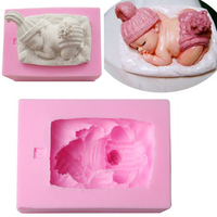 6.2*8.2*4.2cm Newborn Sleeping Baby Shape Silicone Fondant Mold Cake Decorating 3D Mold