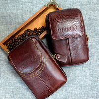 6inch Cellphone Waist Bag Men Retro Cowhide Leather Waist Bag For Men