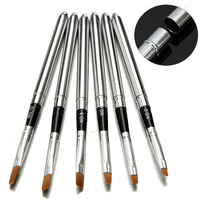 6Pcs Acrylic Detachable UV Gel Flat Nail Brushes Manicure Pen