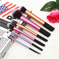 6Pcs Aluminum Handle Makeup Brush Set Foundation Eye Shadow Blending Cosmetic Kit