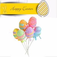 6Pcs Colorful Picks On Sticks Easter Egg Party Home Decor Child Gift