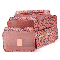 6Pcs Leopard Stripe Pink Storage Bags Luggage Organizer For Travelers
