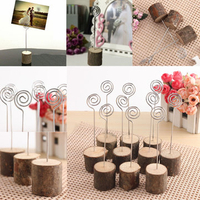 6PCS Natural Wood Base Table Number Place Name MEMO Card Stand Holder