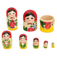 7 Flower Girls Wooden Russian Nesting Dolls Matryoshka Semenovo Decor Gift