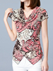 7 Sizes Print Irregular Hem Short Sleeve Women T-Shirts