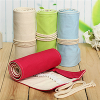 72 Inserting Wrap Colored Canvas Pencil Bag Roll Up Storage For Drawing Pens