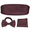 7cm Pensee Male Formal Stripe Neckties Pre-Tied Bow Pocket Square Ties Cummerbund Set