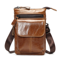 7inch Genuine Leather Cellphone Waist Bag Retro Genuine Leather Camera Waist Bag For Men