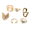7pcs Gold Crystal Star Flower Above Knuckle Unique Rings Set