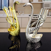 7pcs Swan Rack Fruit Forks Restaurant Elegant Tableware Practical Cake Dessert Snack Forks Gift Set