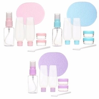 7Pcs Travel Plastic Empty Makeup Spray Bottles Cream Container Facial Cleaning Sponge