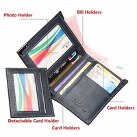 8 Card Slots Detachable Card Holder Horizontal Vertical PU Leather Wallet For Men