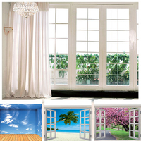 8 Styles Window Summer Beach Photo Background Home Wall Art Happy Time Collection Helper Hotel Dec