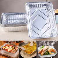 8pcs Aluminum Foil Trays BBQ Disposable Roasting Takeaway Oven Baking Party with Lids