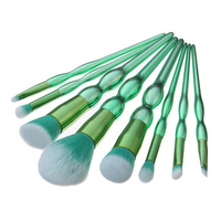 8Pcs Green Soft Hair Makeup Brushes Kit Blush Eyeliner Eyeshadow Foundation Powder Makeup Tool