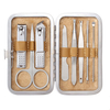 8Pcs Nail Care Clipper Set Scissor Tweezer Pedicure Manicure With Leather Case
