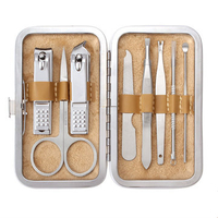 8Pcs Nail Care Clipper Set Scissor Tweezer Pedicure Manicure With Leather Case