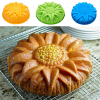 9" Sunflower Birthday Cake Pan Bread Pizza Gelatin Salad Shallow Silicone Mold