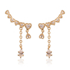 925 Silver Needle Hollow Heart Zircon Drop Earrings