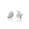 925 Sterling Silver Bird Leaves Asymmetry Ear Stud