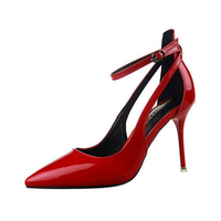 9.5 cm Hollow Out Buckle Pointed Toe European Style High Heel Pumps