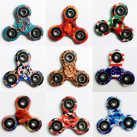9pcs Lot EDC Hand Fidget Tri Spinner Focus Toys Camo Galaxy Skull Flag Kids Gift Stress Reliever