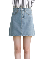 A Line High Waist Package Hip Women Casual Denim Skirt