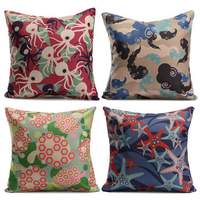 Abstract Marine Animal Starfish Octopus Pillow Case Sofa Waist Throw Cushion Cover