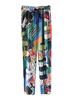 Abstract Printed Contrast Elastic Waist Women Casual Printing Pant
