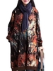 Abstract Printed Long Sleeve Two Pockets Loose Vintage Women Dress