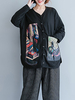Abstract Printed Pocket Long Sleeve V Neck Women Coats