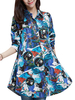 Abstract Printed Vintage A Line Women Long Sleeve Shirt