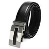 Adjustable Black Genuine Leather Men Automatic Metal Buckle Belt