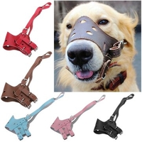Adjustable Leather Dog Muzzle Pet Dog Prevent Bite Mouth Mask Multicolor Choices
