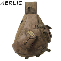 AERLIS Men Canvas Retro Multifunctional Chest Shoulder Bag
