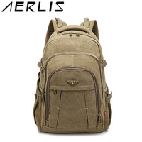 AERLIS Men Retro Canvas School Mochila Leisure Outdoor Sport Military Capacity Backpack
