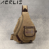 AERLIS Men Splice Canvas Chest Bag Shoulder Bag Retro Multi-pocket Neutral Package Crossbody Bags