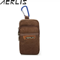 AERLIS Men Women Canvas Retro 6Inch Phone Portable Small Waist Bag