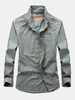 AFSJEEP Casual Cotton Solid Color Long Sleeve Band Collar Dress Shirts for Men
