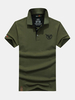 AFSJEEP Mens Cotton Solid Color Turn-down Collar Short Sleeve Casual Polo Shirt