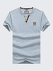 AFSJEEP Mens Cotton Solid Color V-neck Short Sleeve Casual T-shirt