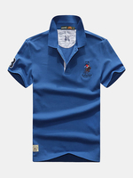 AFSJEEP Mens Summer Breathable Turn-down Collar Short Sleeve Casual Polo Shirt