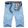AFSJEEP Mens Summer Cotton Linen Solid Color Knee Length Casual Shorts