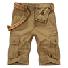 AFSJEEP Mens Summer Cotton Solid Color Big Pockets Knee Length Casual Shorts
