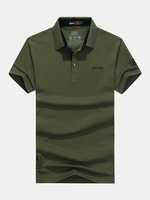 AFSJEEP Mens Summer Solid Color Short Sleeve Casual Cotton Polo Shirt
