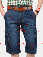 AFSJEEP Summer Casual Straight Leg Thin Short Multi Pockets Cargo Jeans for Men