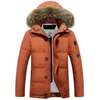 AFSJEEP Winter Outdoor Thicken Warm Stitching Solid Color Hooded Jacket for Men