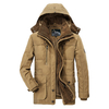 AFSJEEP Winter Thicken Warm Multi Pockets Solid Color Detachable Hood Jacket for Men