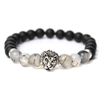 Agate Stone Black Matte Plastic Beads Lion Head Bracelet